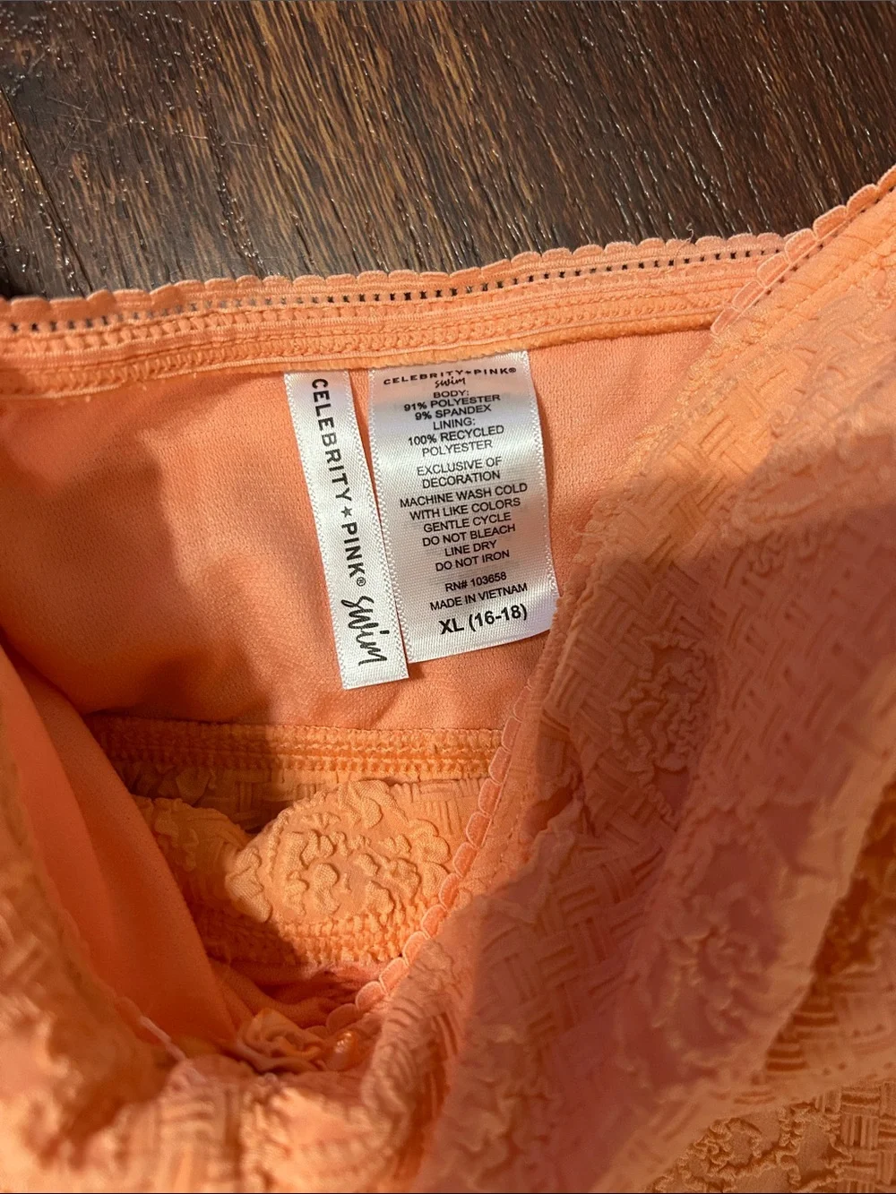 Celebrity Pink Peach Lace Strapless Bikini Set
